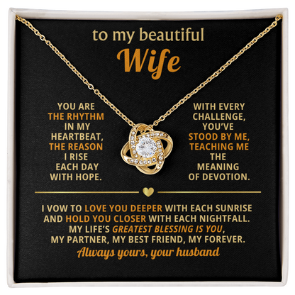 To My Beautiful Wife - You Are The Rhythm In My Heartbeat - Love Knot Necklace